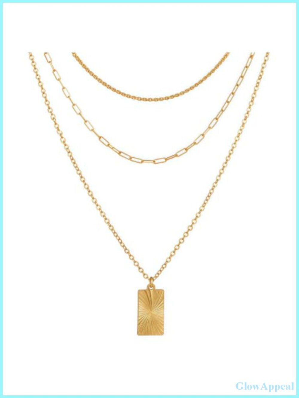 14K Gold Plated Layered Necklace Sunburst Pendant Adjustable Women